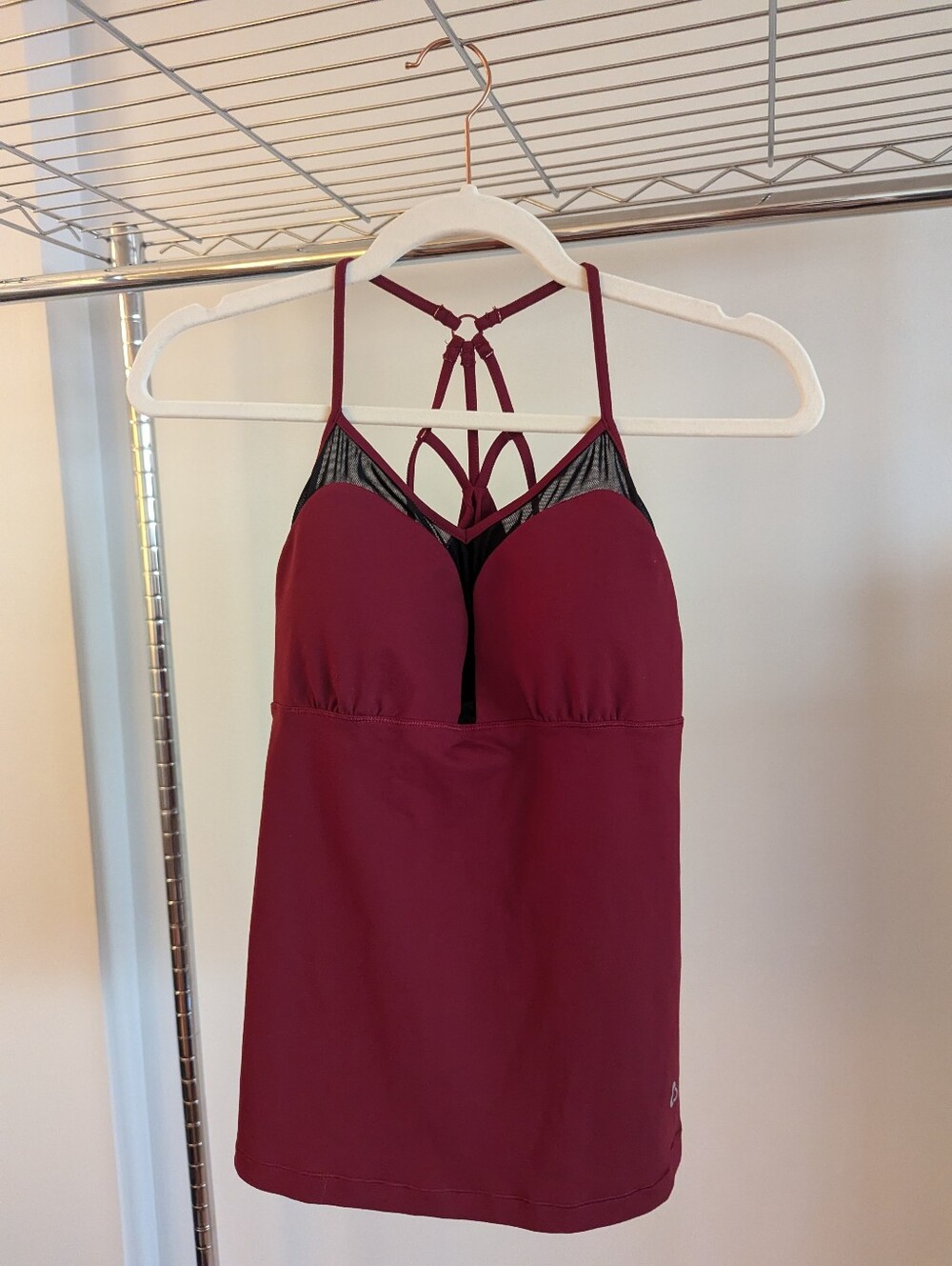 Burgundy Strappy Athletic Tank Top (With Built In Bra)